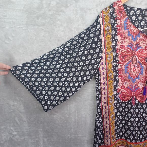 Anandas Collection Boho Tunic Dress XL Multi Color Tribal Hippie Cover Up Beach - Picture 10 of 12